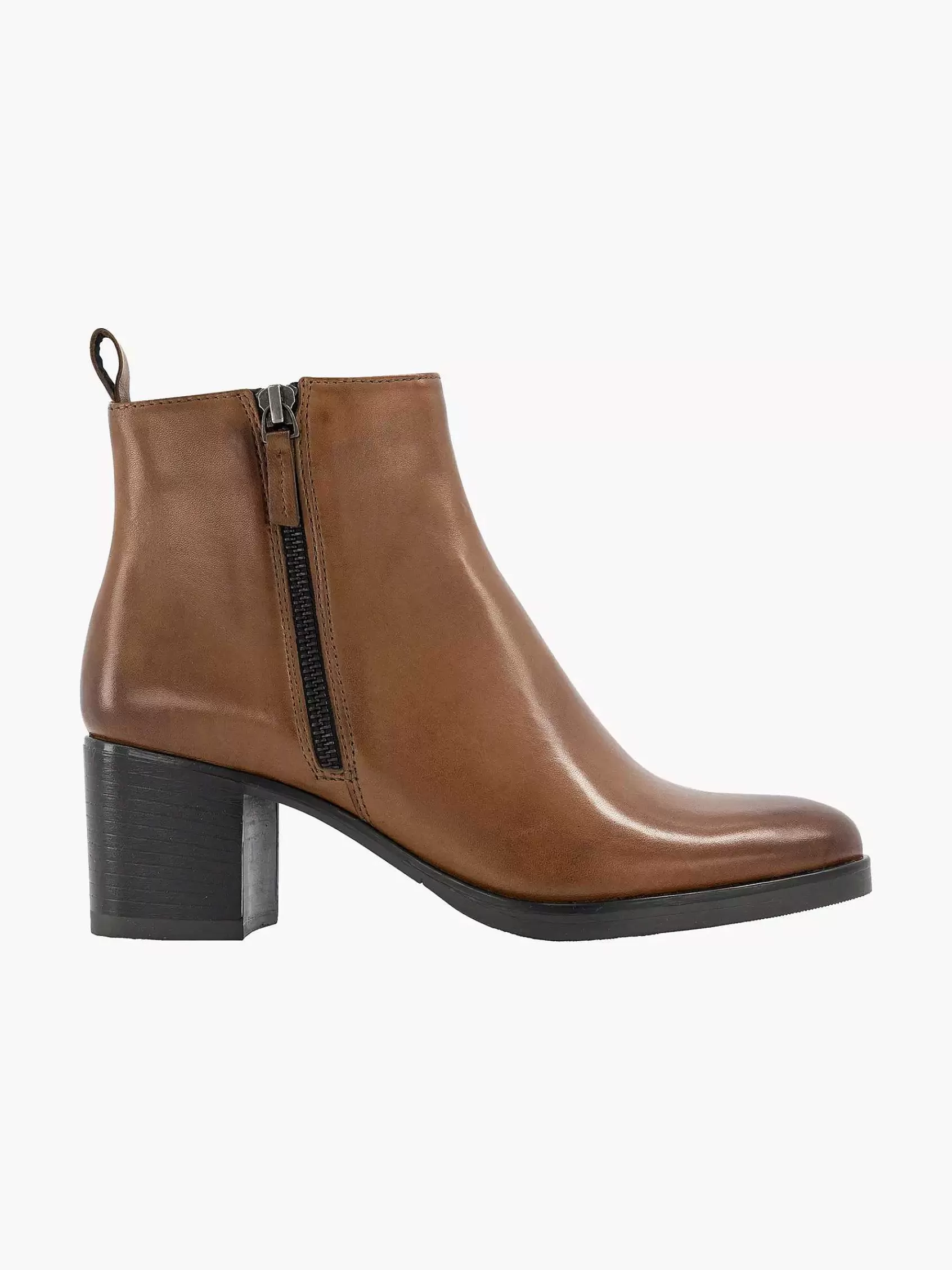 5th Avenue Enkellaarzen & Boots>Bruine Leren Enkellaars Hak Cognac