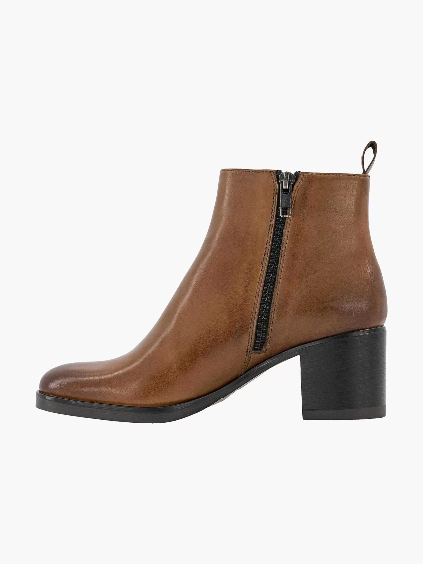 5th Avenue Enkellaarzen & Boots>Bruine Leren Enkellaars Hak Cognac