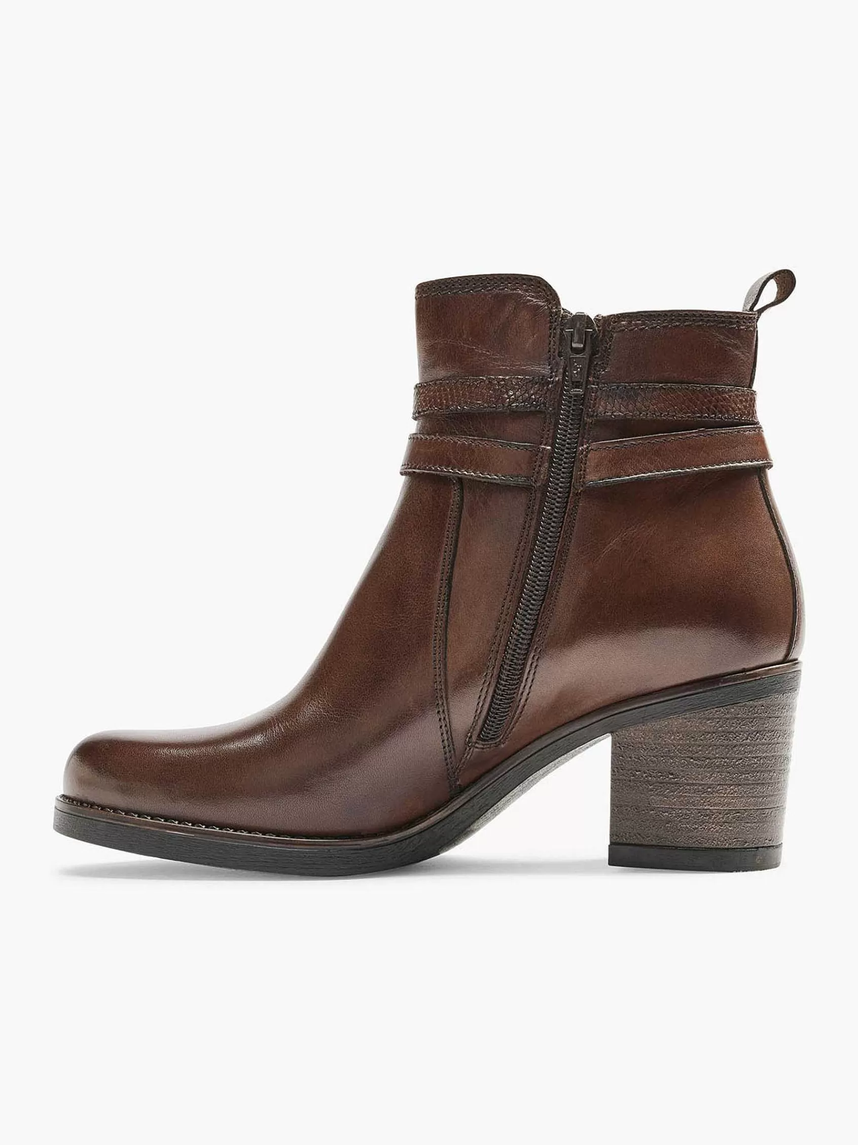 5th Avenue Enkellaarzen & Boots>E Leren Enkelaars Hak Bruin