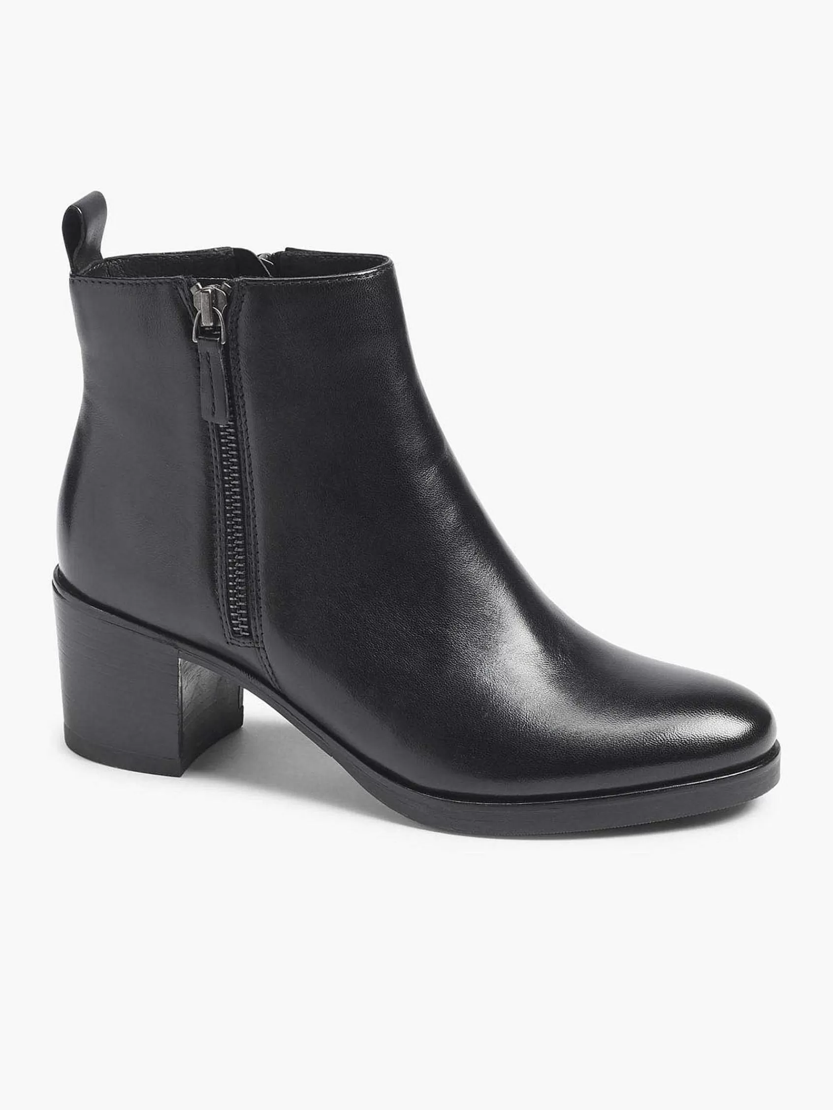 5th Avenue Enkellaarzen & Boots>E Leren Enkellaars Hak Zwart