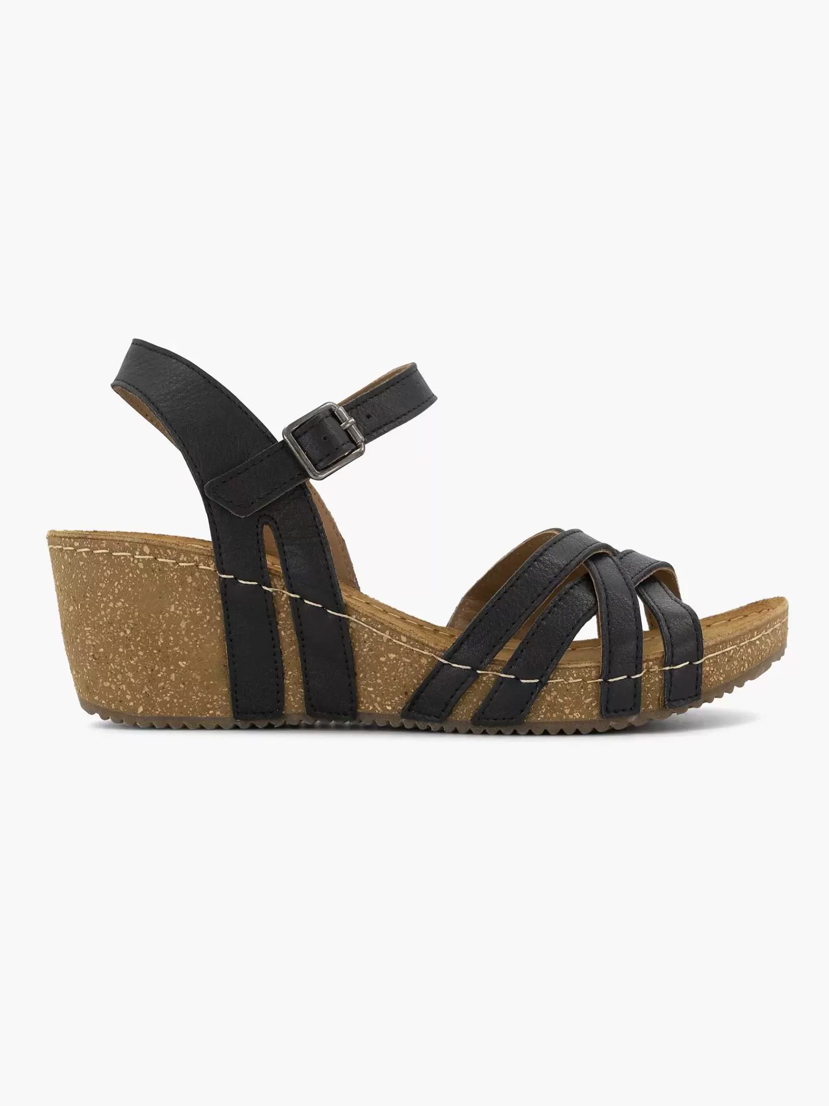 Easy Street Sandalen>E Leren Sandalen Sleehak Zwart