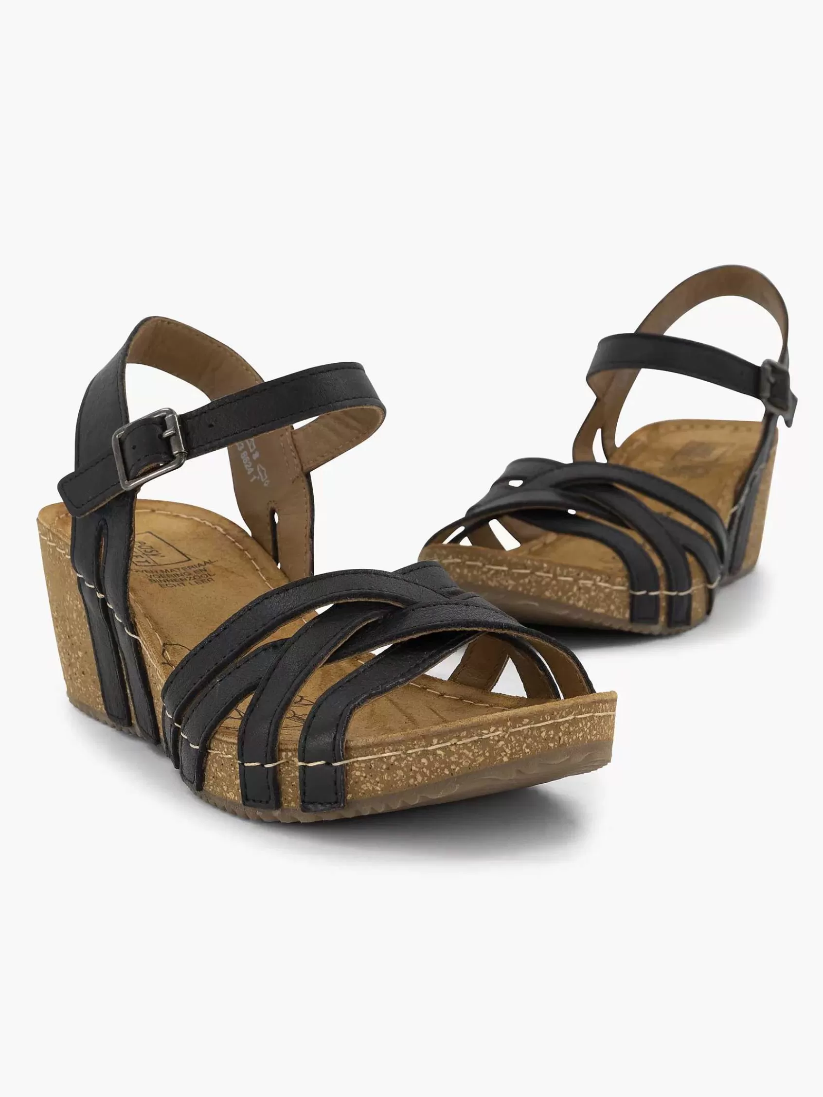 Easy Street Sandalen>E Leren Sandalen Sleehak Zwart