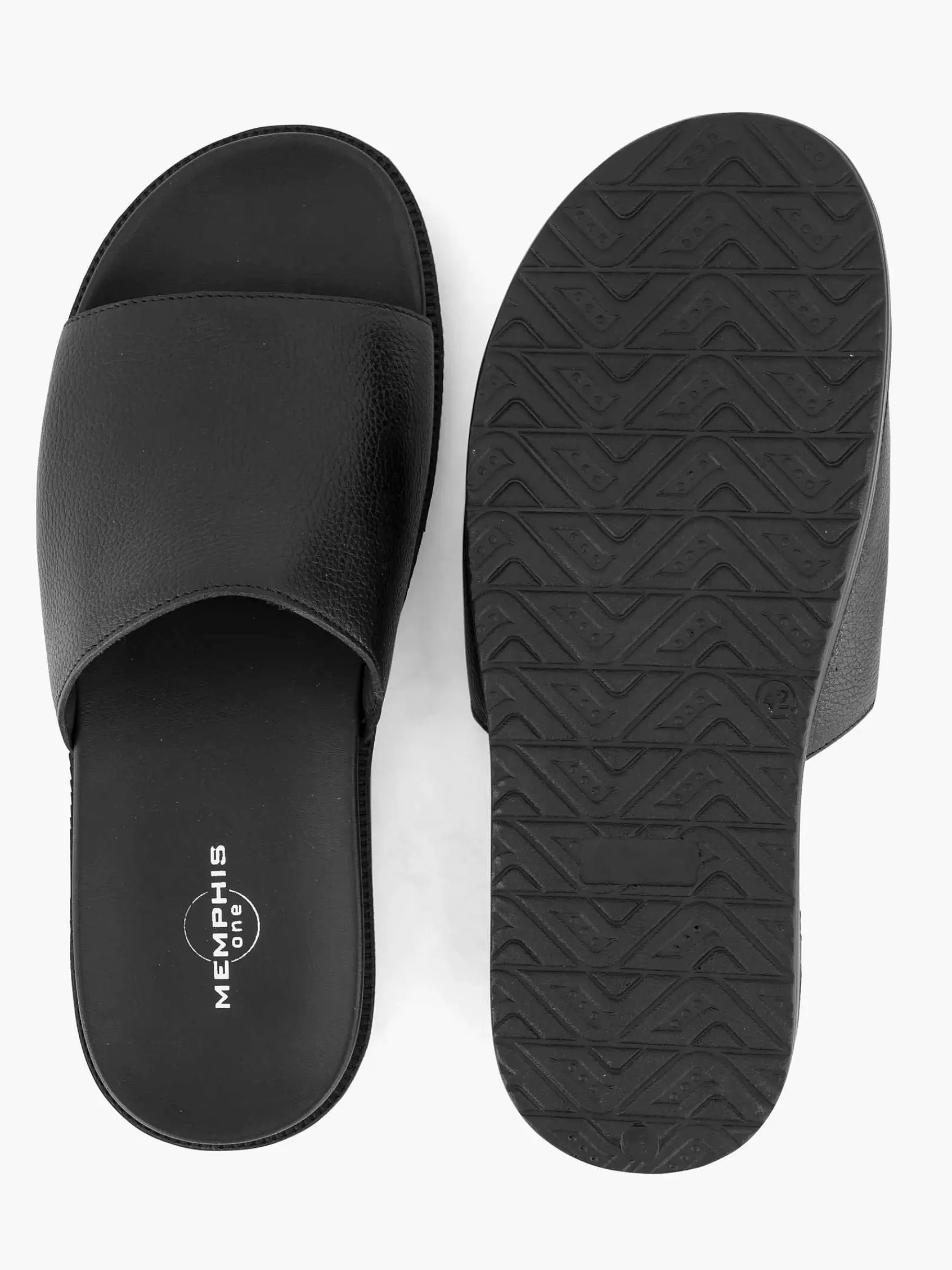 Memphis One Slippers>E Leren Slipper Zwart