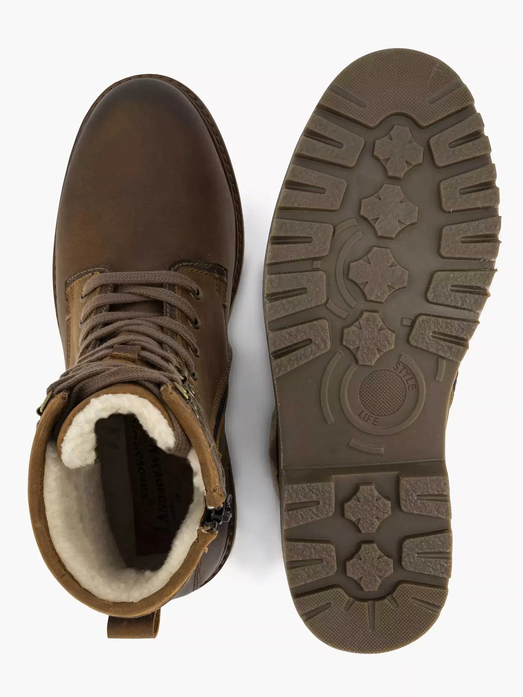 Landrover Boots & Laarzen>E Leren Veterboot Donkerbruin