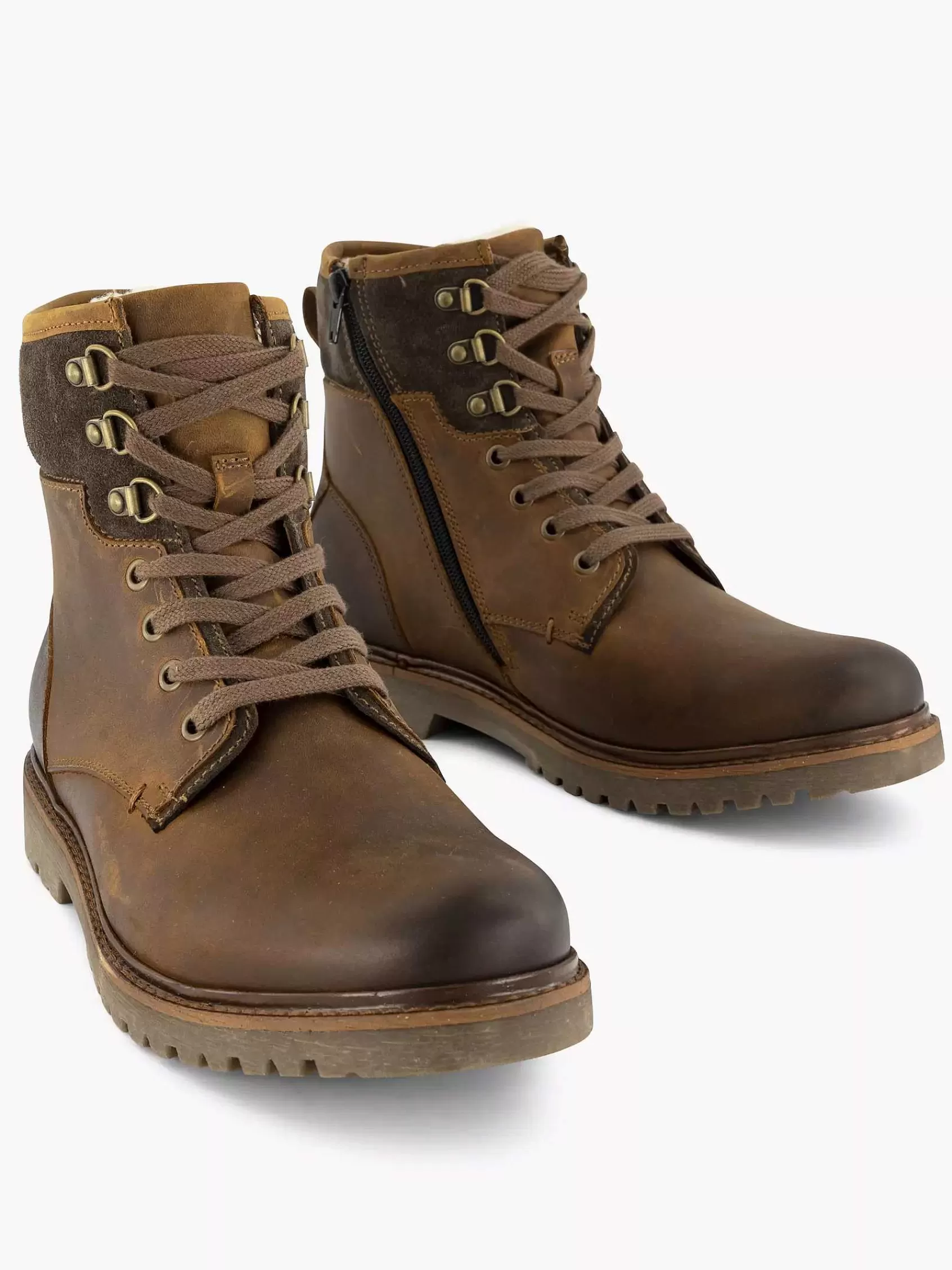 Landrover Boots & Laarzen>E Leren Veterboot Donkerbruin