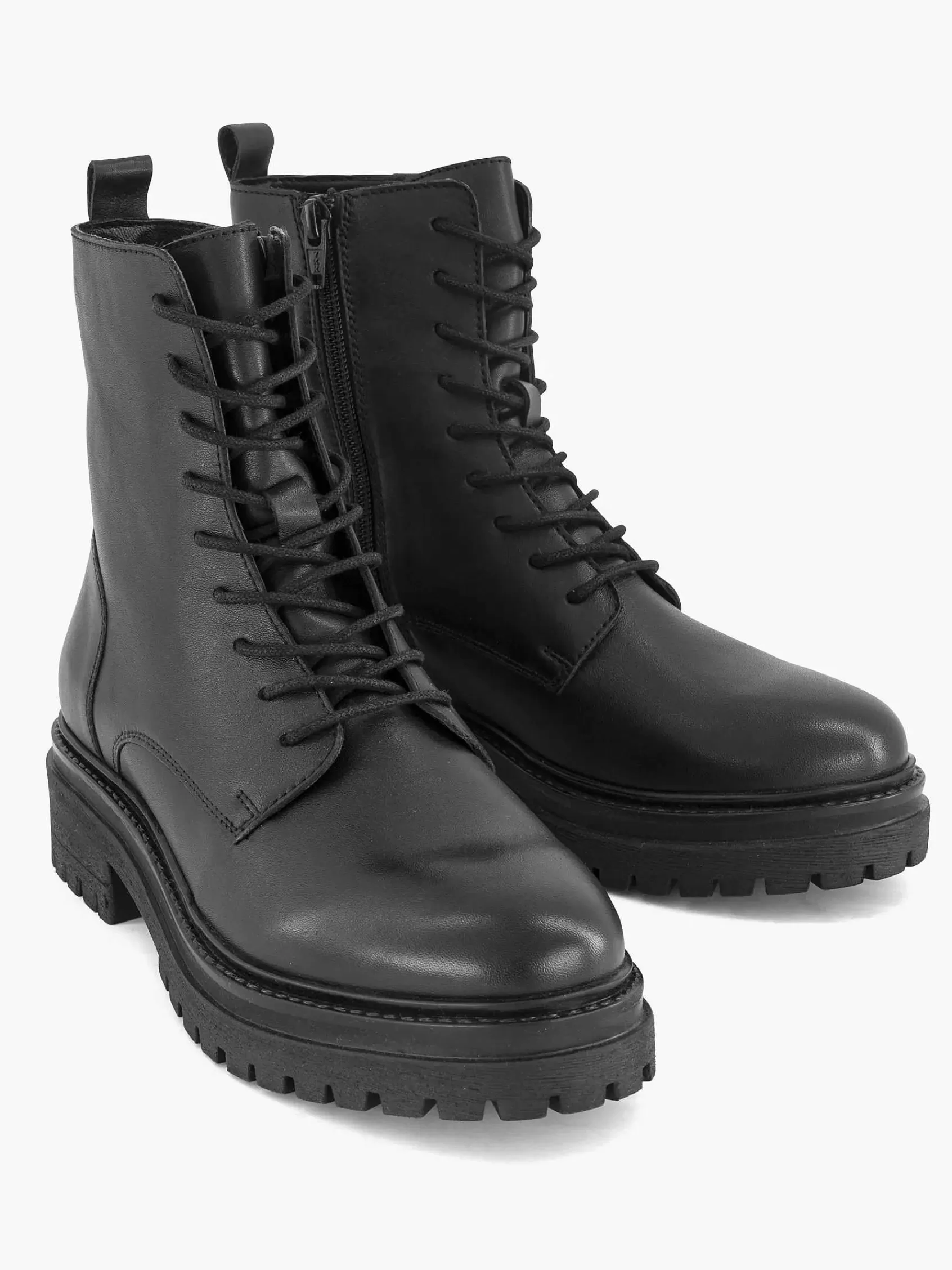 5th Avenue Enkellaarzen & Boots>E Leren Veterboot Zwart