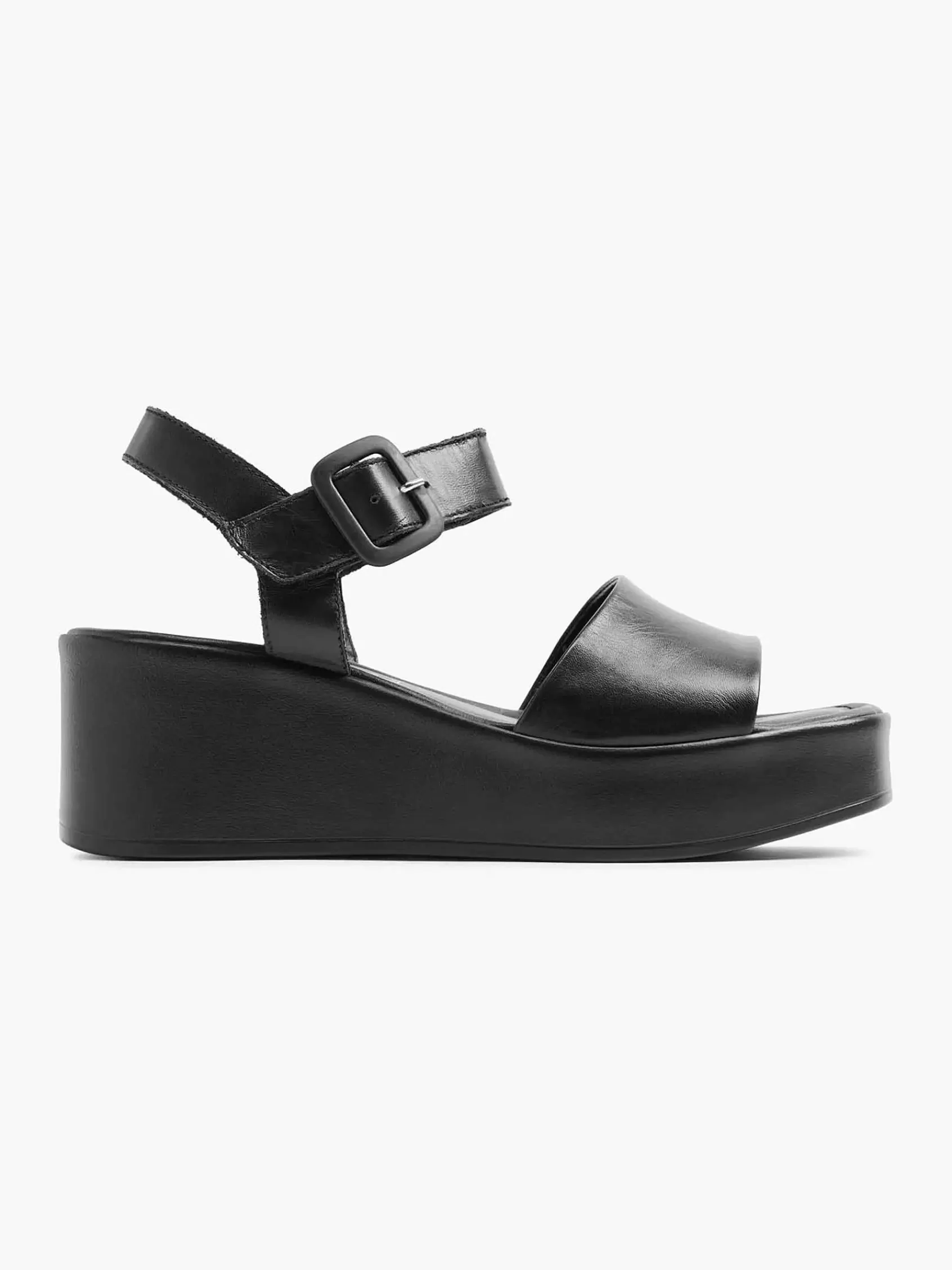 5th Avenue Sandalen>E Platform Leren Sandaal Zwart