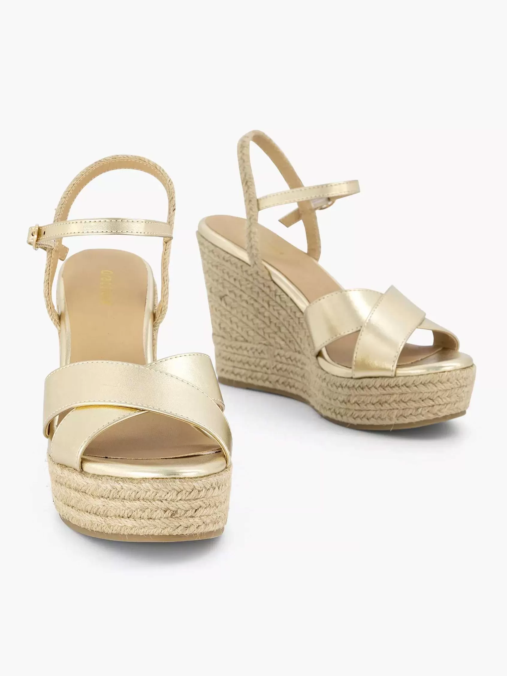 Graceland Sandalen>En Espadrille Sleehak Goud