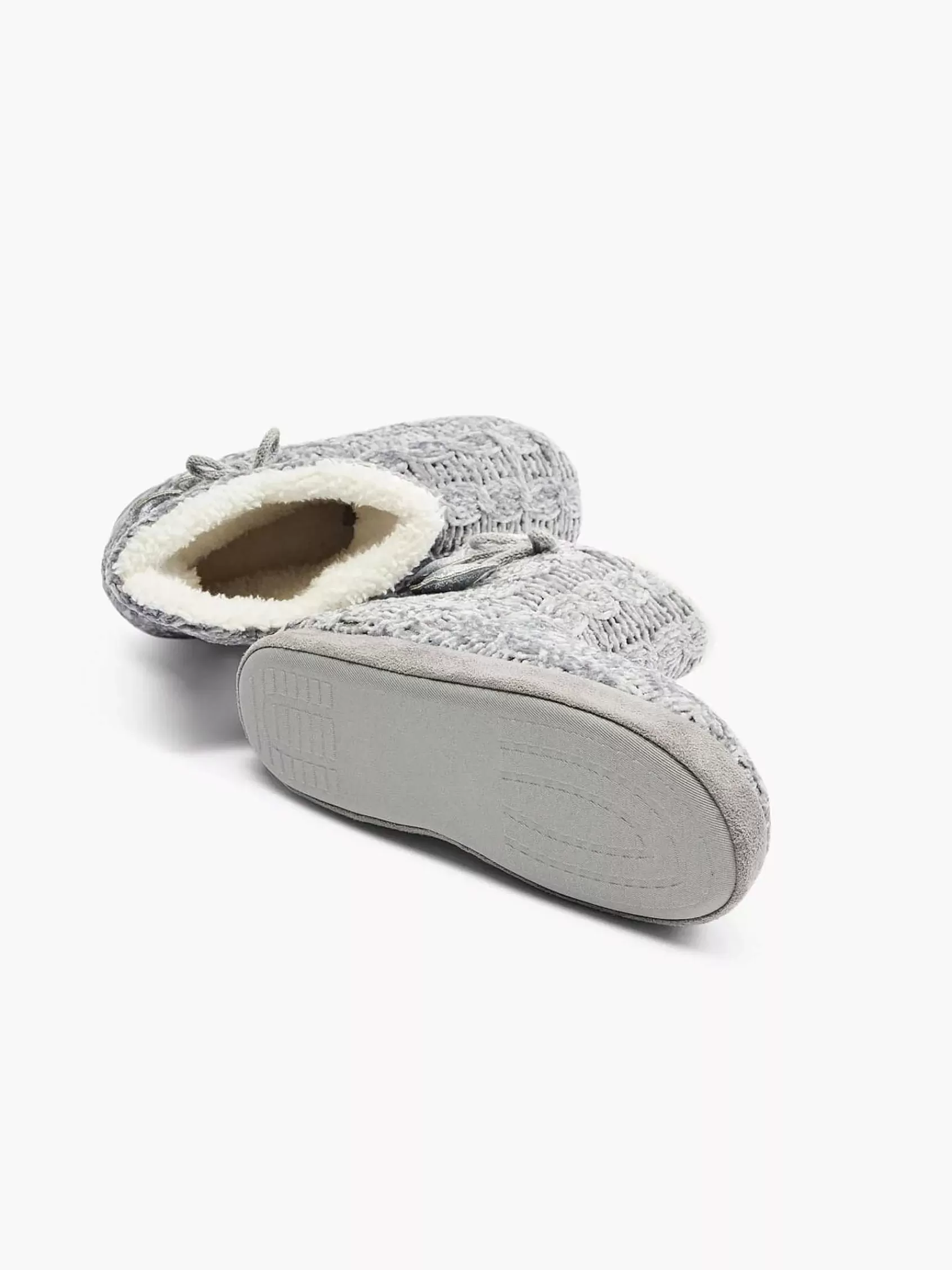 Casa mia Pantoffels>Grijze Hoge Pantoffel Knitted Grijs