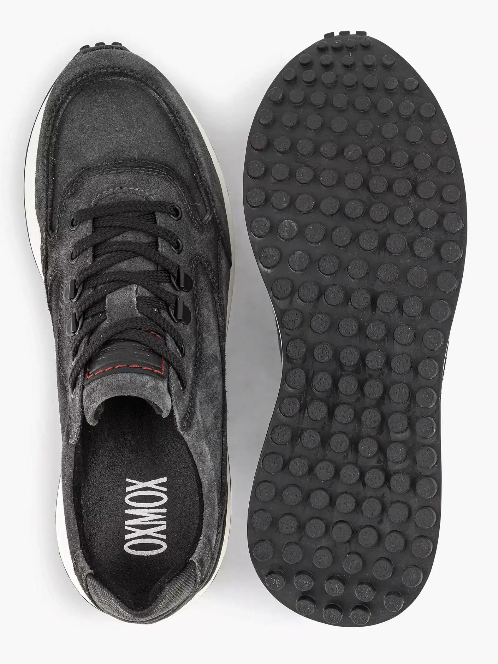 Oxmox Sneakers>Grijze Leren Sneaker Grijs