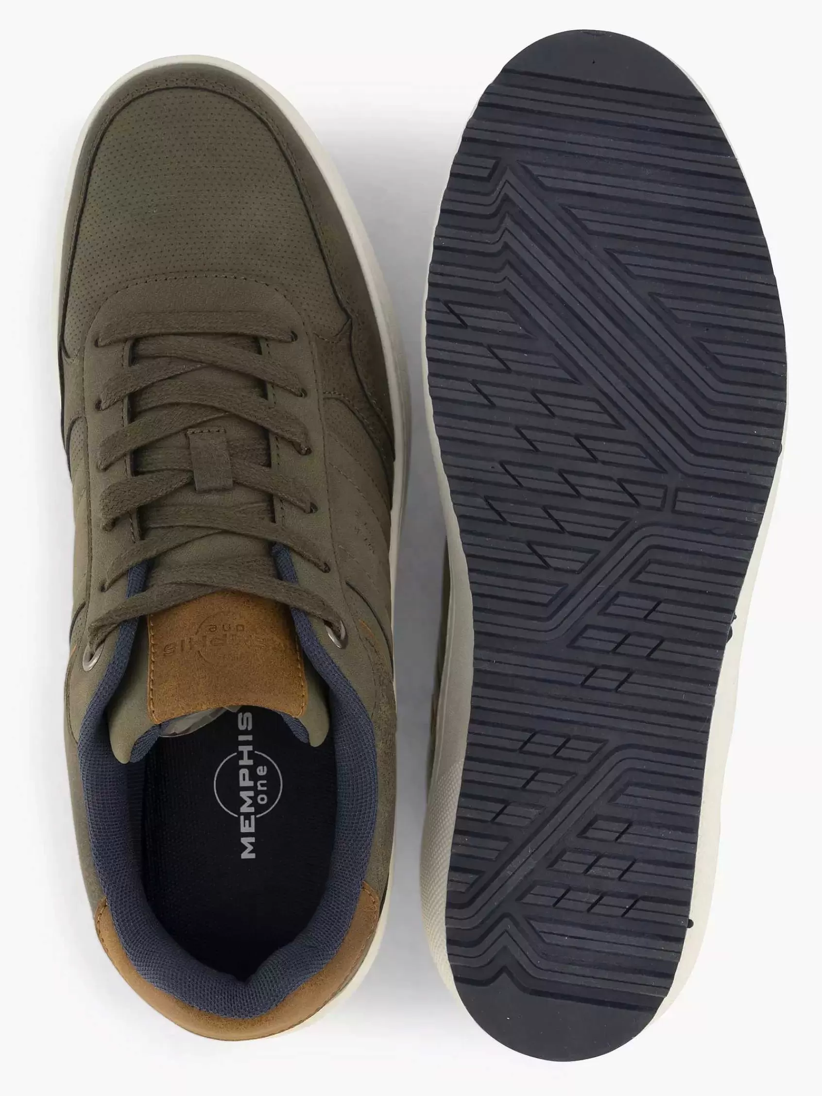 Memphis One Sneakers>Groene Sneaker Memory Foam Beige