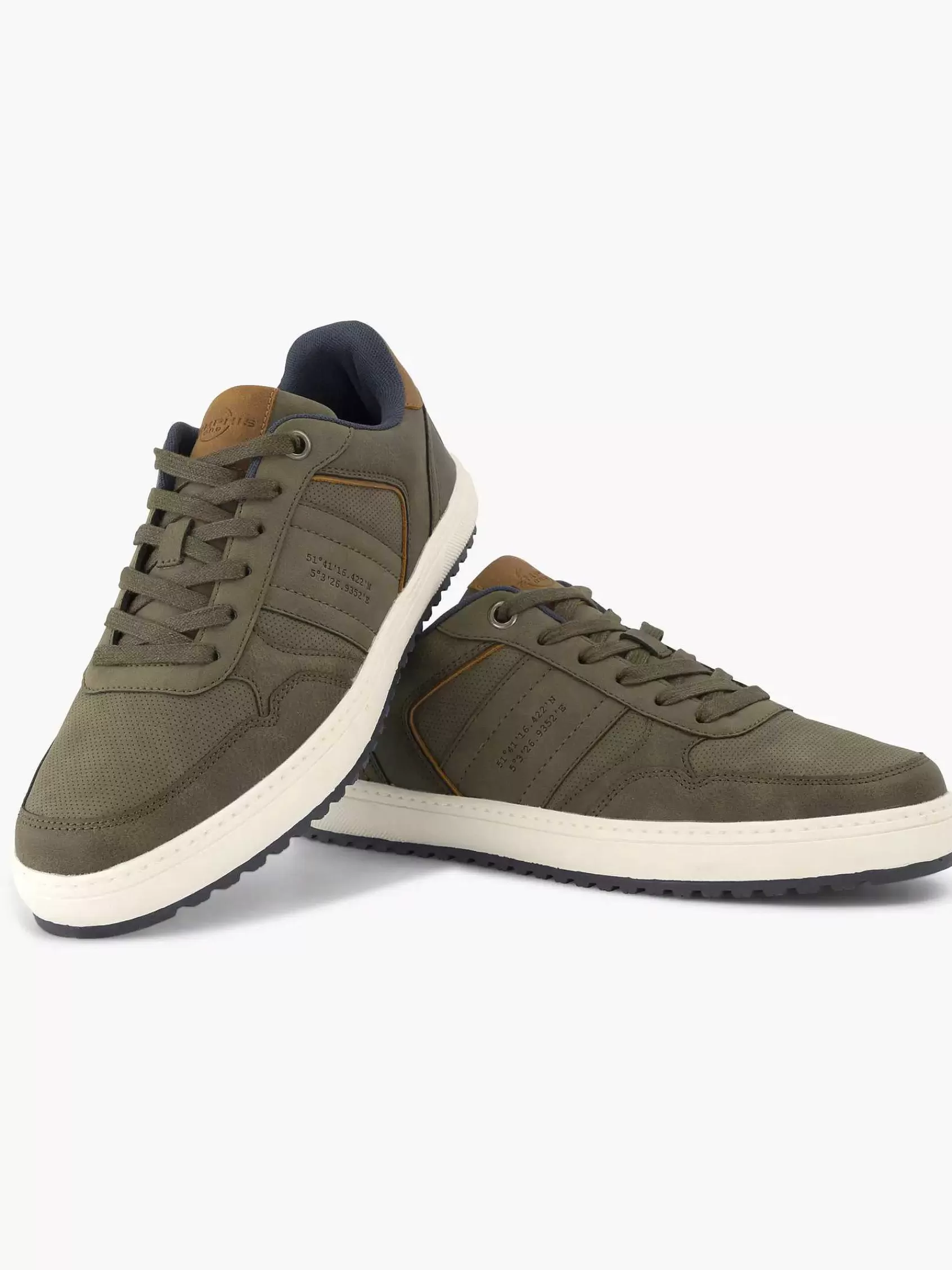 Memphis One Sneakers>Groene Sneaker Memory Foam Beige