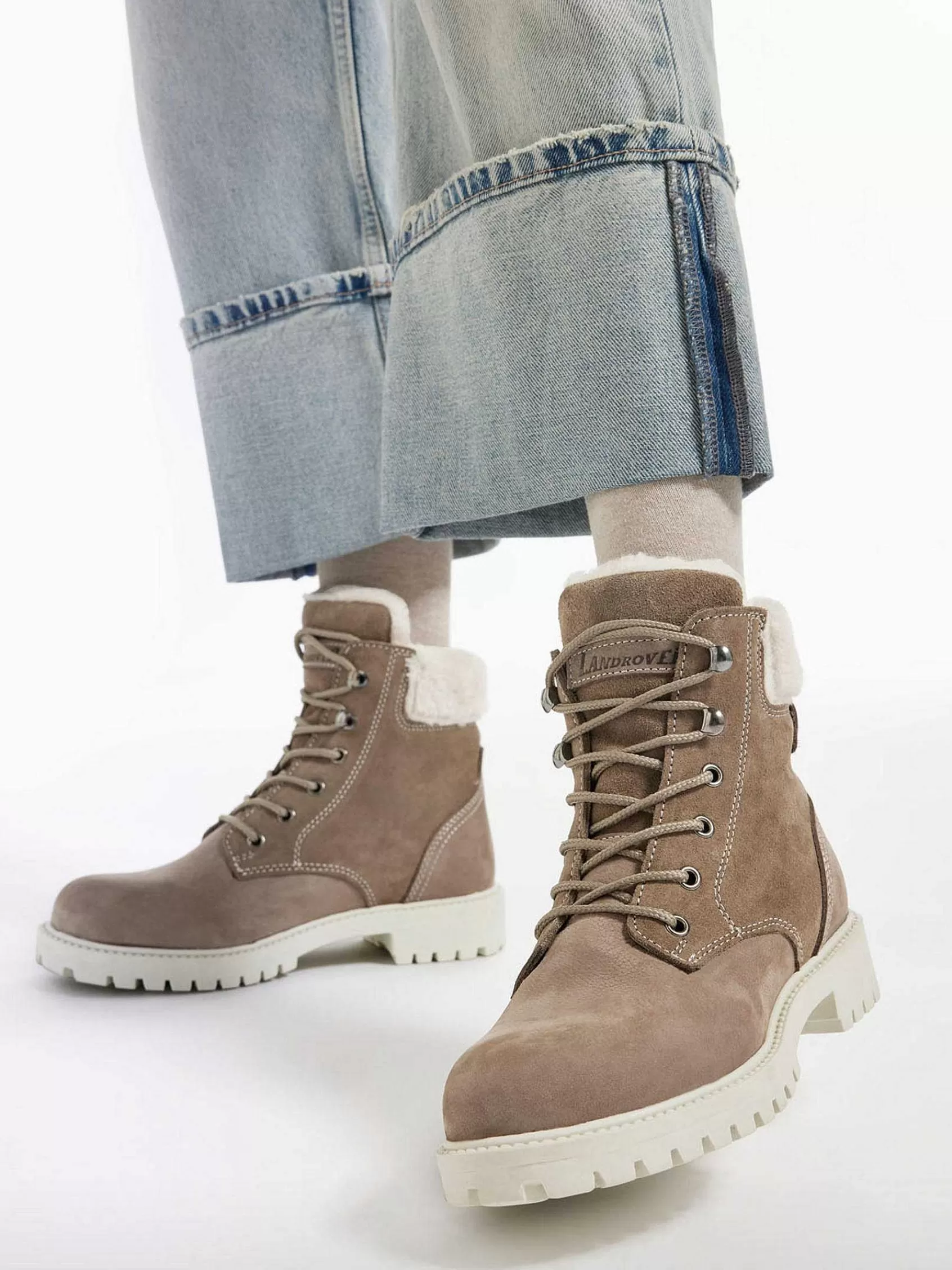 Landrover Enkellaarzen & Boots>Groene Suede Veterboot Gevoerd