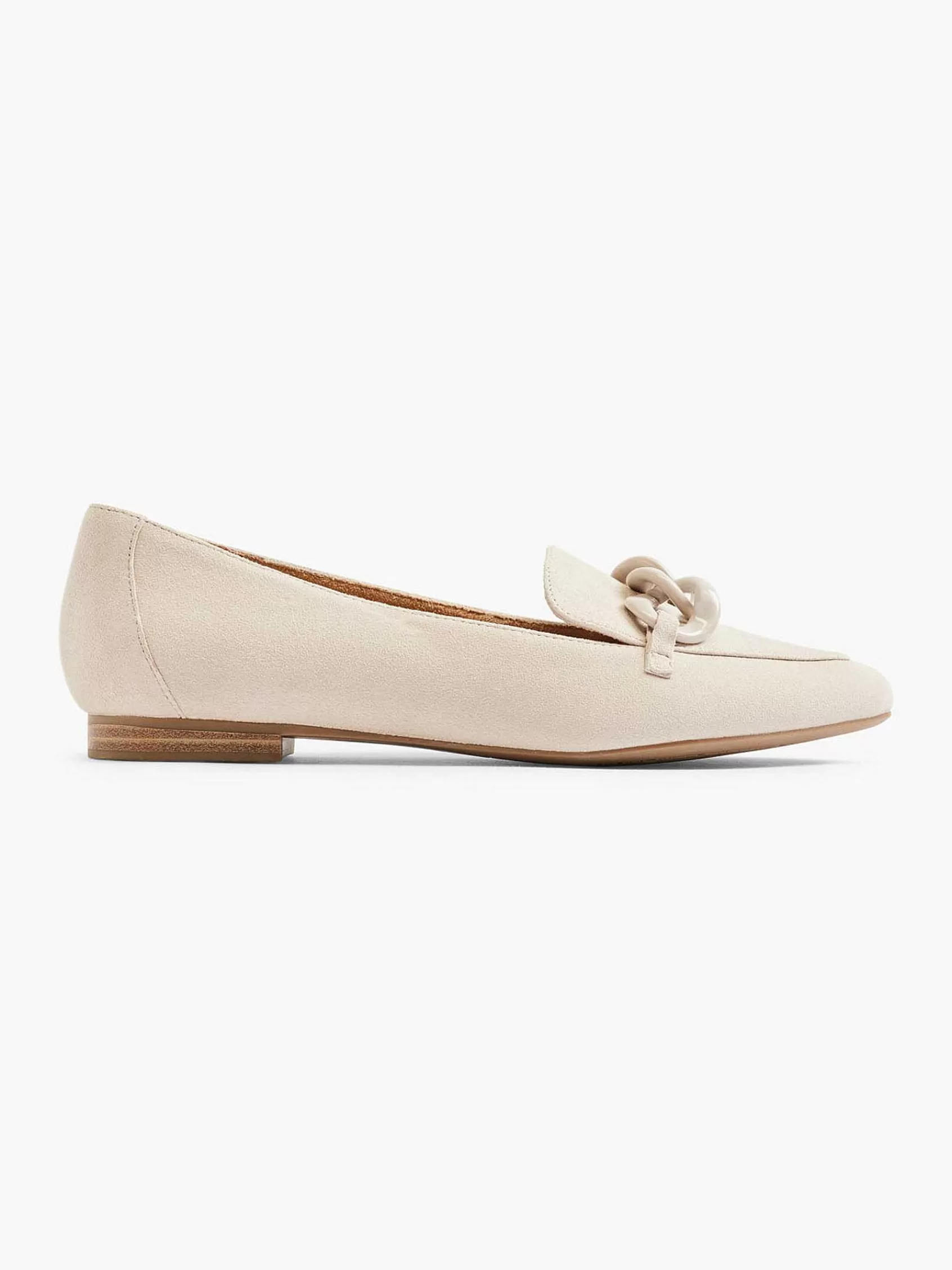 5th Avenue Instappers>Leren Loafer Sierketting Beige