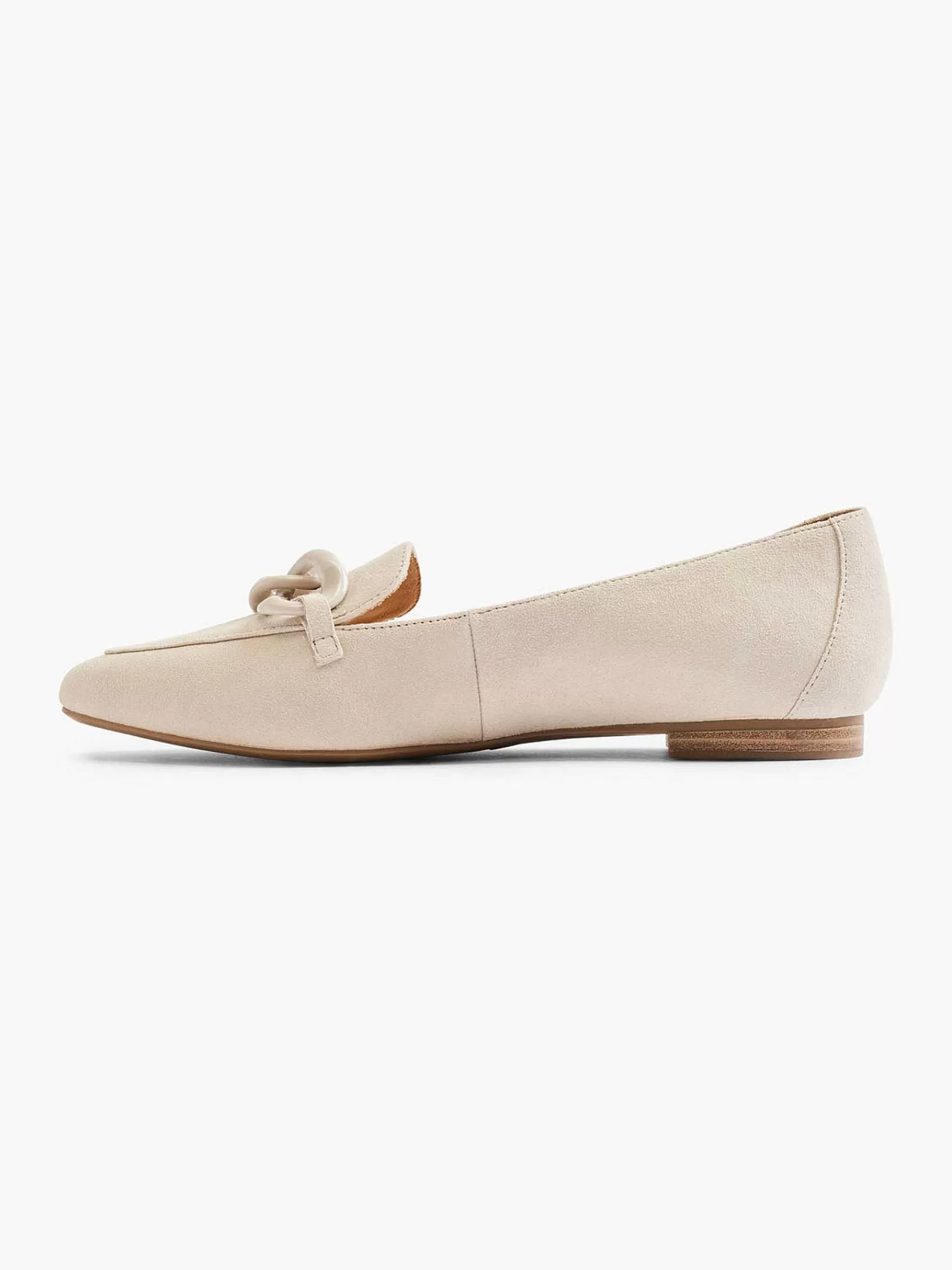 5th Avenue Instappers>Leren Loafer Sierketting Beige