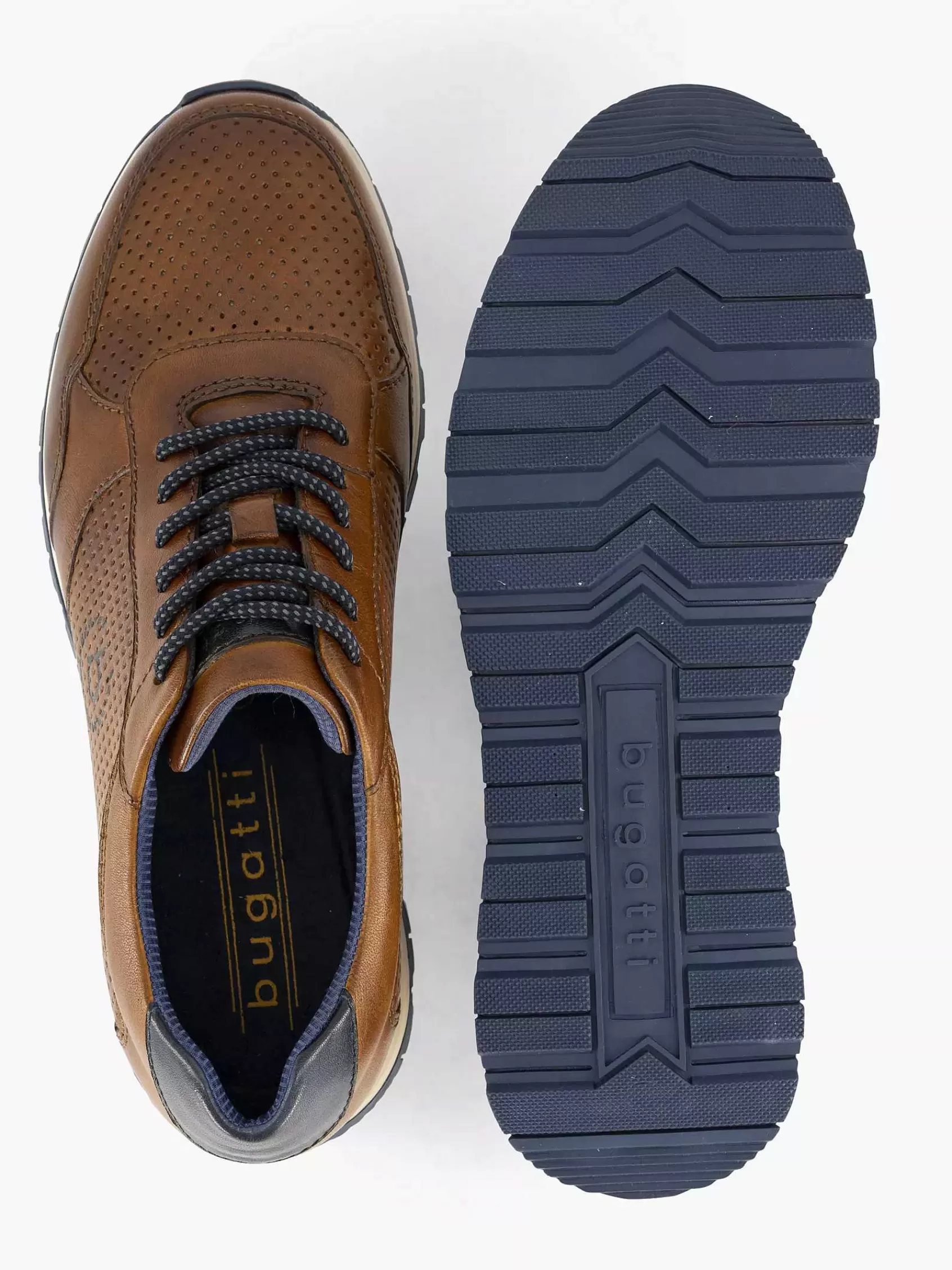 Bugatti Sneakers>Leren Sneaker Cognac