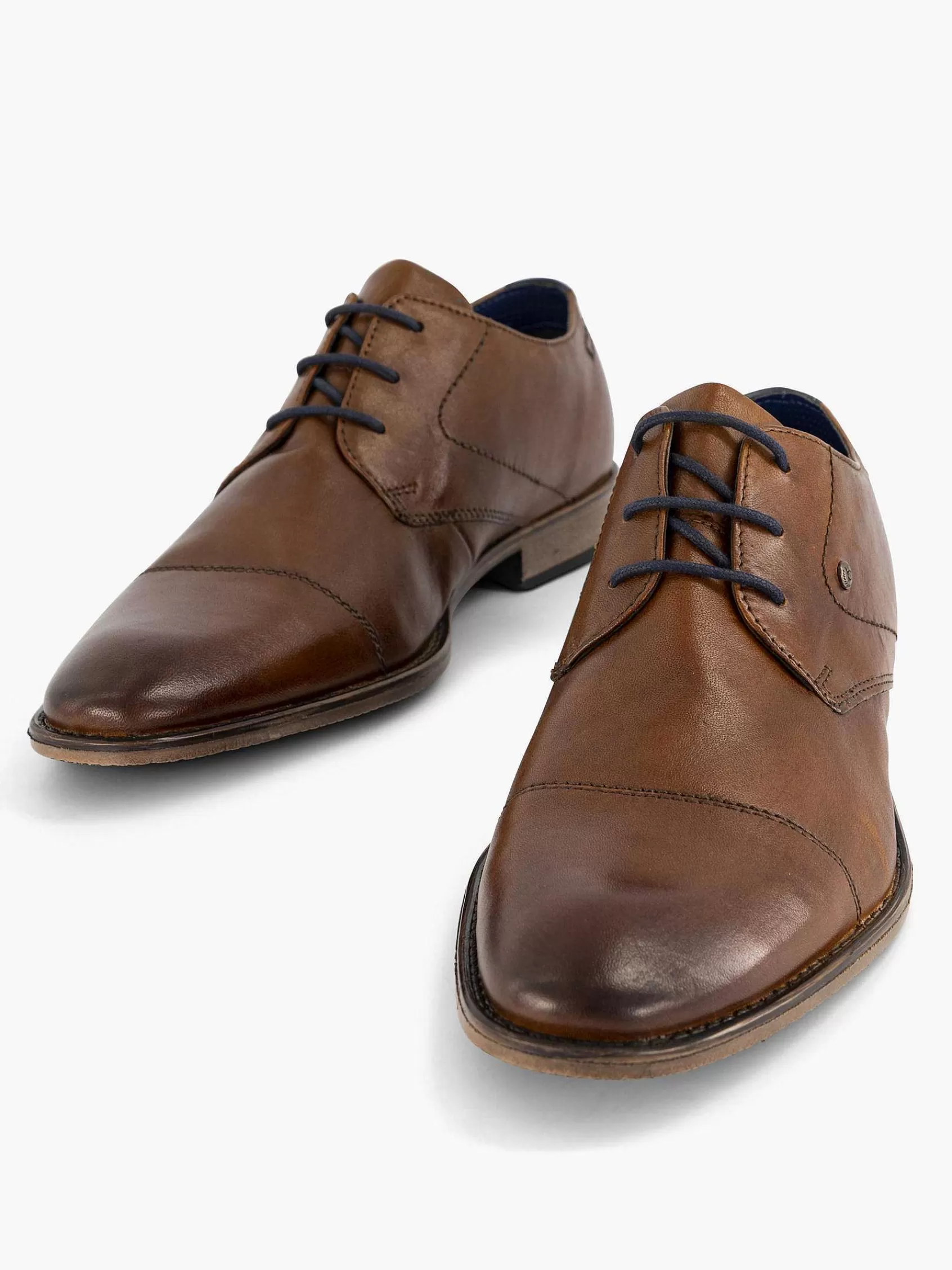 Bugatti Geklede Schoenen>Leren Veterschoen Cognac