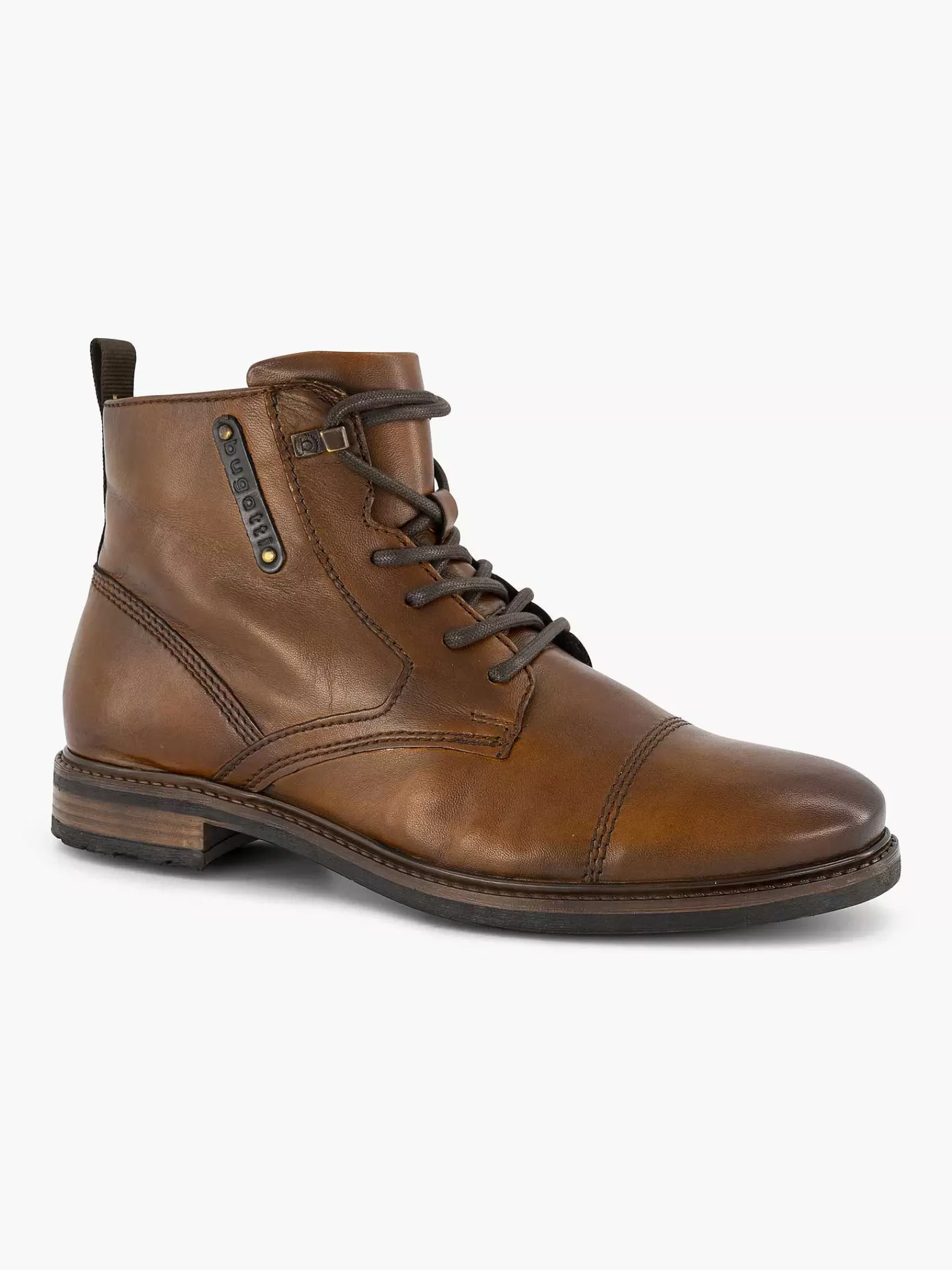 Bugatti Boots & Laarzen>Leren Veterschoen Cognac