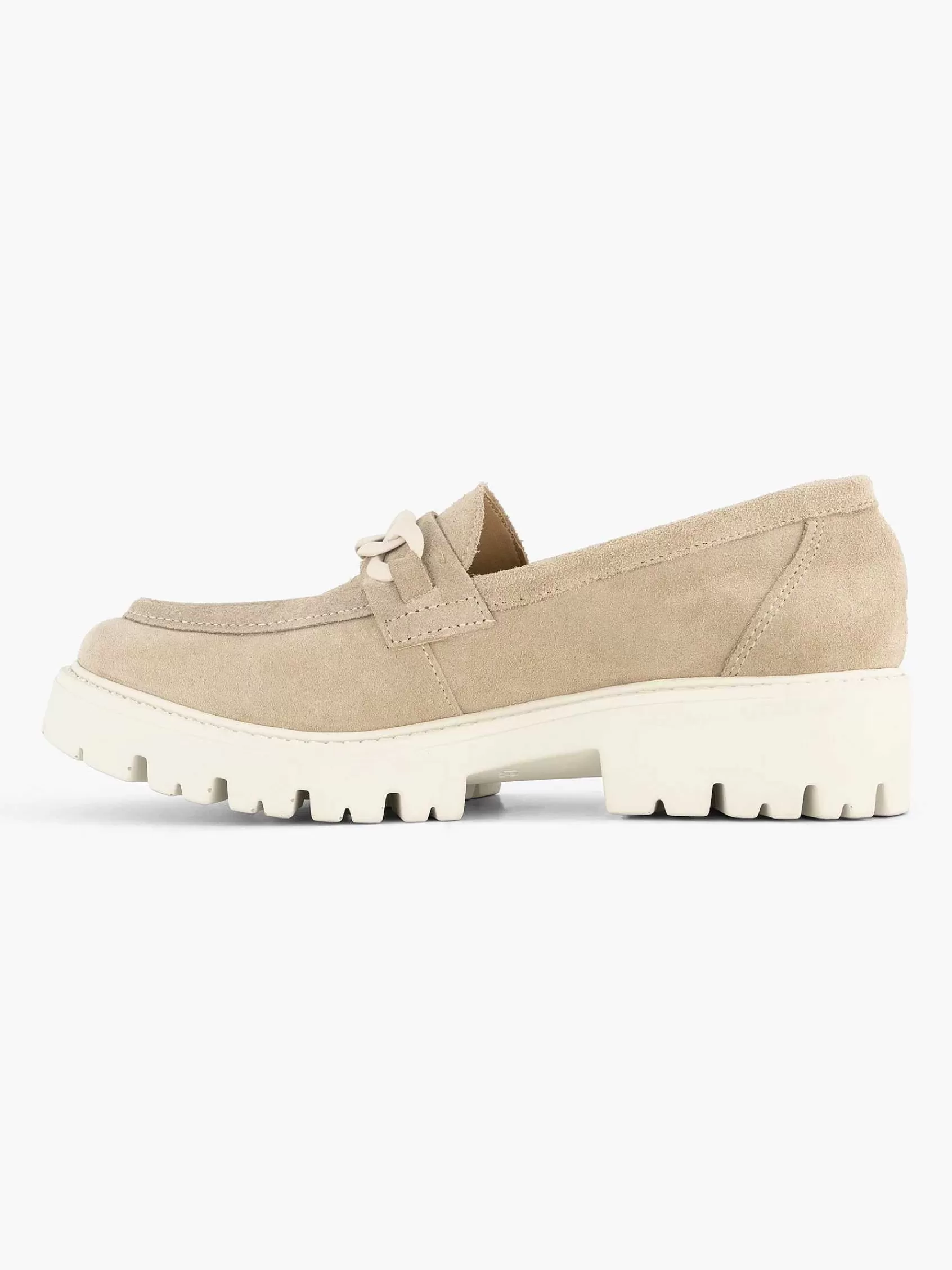 5th Avenue Instappers>Suede Chunky Loafer Sierketting Taupe