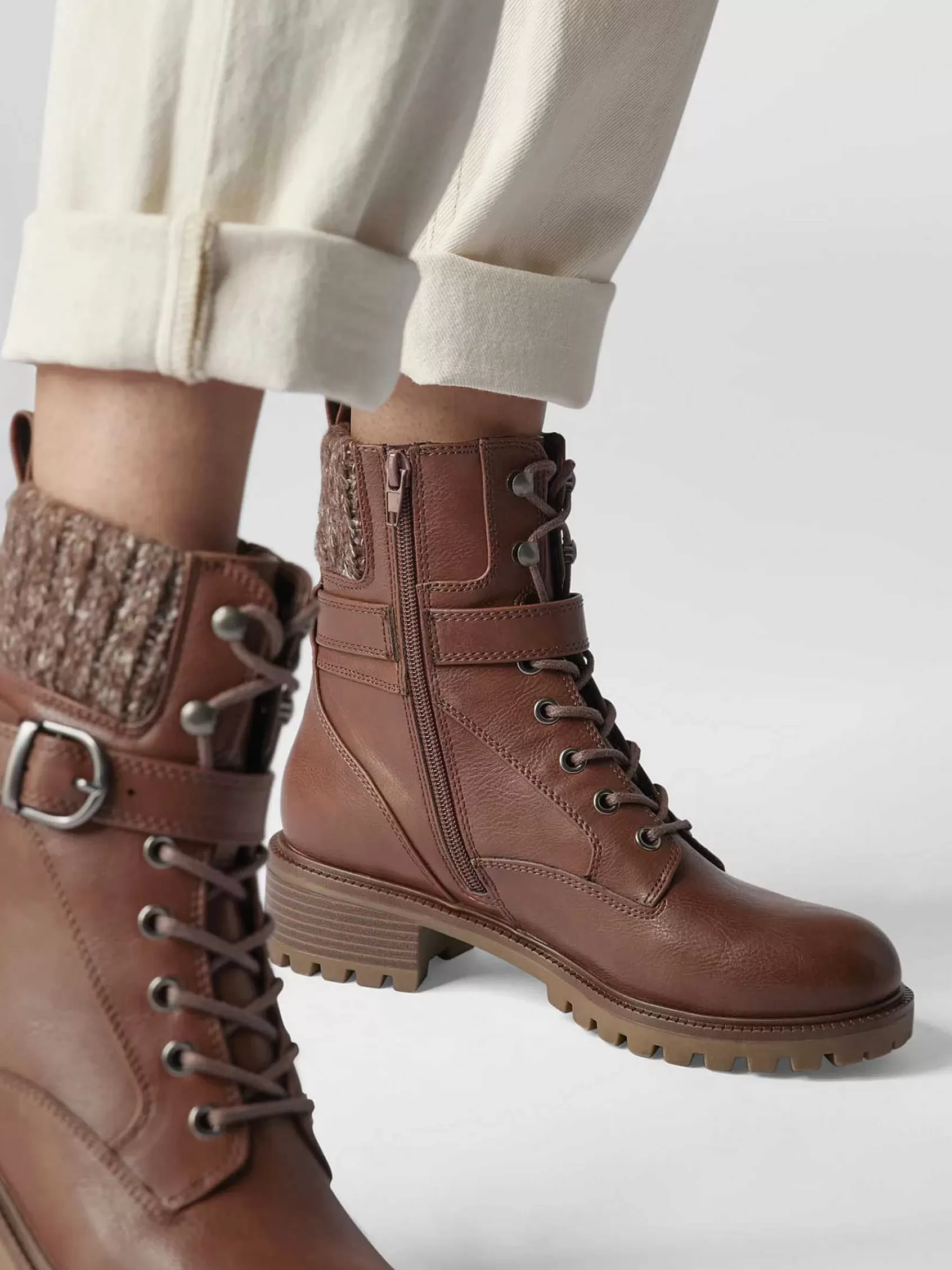 Landrover Enkellaarzen & Boots>Veterboot Gevoerd Cognac